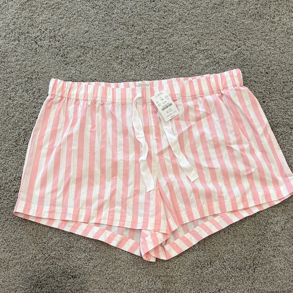 J. Crew Pink and White Striped Pajama Shorts